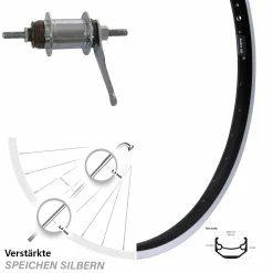 26 Zoll Ryde Andra 40 Hinterrad mit Shimano 1-Gang Nabe - Hinterräder mit Rücktrittbremse für Trekkingrad & Citybike