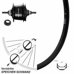28 Zoll Andra 40 Ryde Disc Hinterrad mit 8-Gang Shimano Alfine - Schwarz - Für E-Bike
