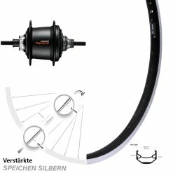 28 Zoll Ryde Andra 40 Hinterrad mit Shimano Nexus 7-Gang Nabenschaltung & Centerlock - Für E-Bikes