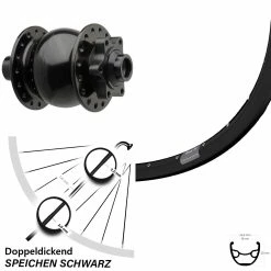 27,5 Zoll Ryde Vorderrad Boost mit Nabendynamo Rival 19 Son 28-15 6-Loch | Hochwertiges Dynamo-Vorderrad für Fahrräder