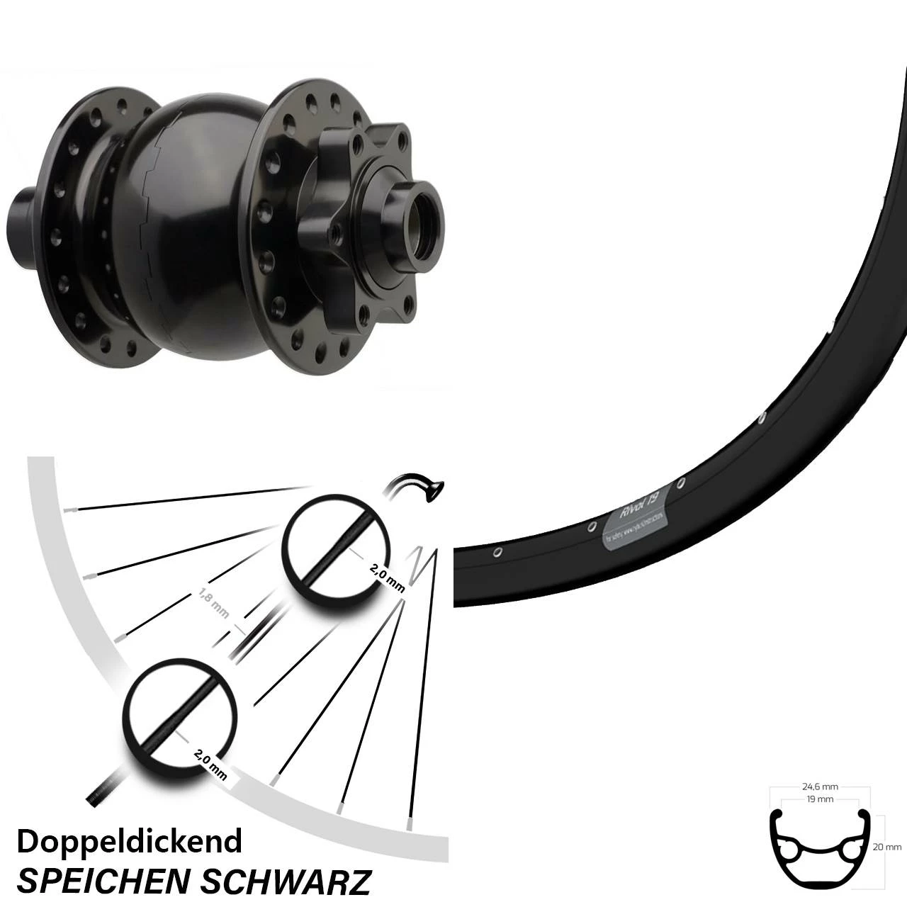 27,5 Zoll Ryde Vorderrad Boost mit Nabendynamo Rival 19 Son 28-15 6-Loch | Hochwertiges Dynamo-Vorderrad für Fahrräder 1 27,5 Zoll Ryde Vorderrad Boost mit Nabendynamo Rival 19 Son 28-15 6-Loch | Hochwertiges Dynamo-Vorderrad für Fahrräder