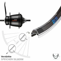 Exal ZX 19 Hinterrad 26 Zoll mit Shimano Nexus 7-Gang Rücktrittbremse für Trekking- und Citybikes