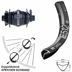 DT Swiss MTB Vorderrad 29 Zoll E-512 mit Shutter Precision PD-8X Nabendynamo - Boost