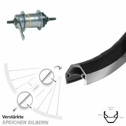 Hinterrad 26 Zoll Ryde ZAC 2000 mit Shimano 3-Gang Nabenschaltung und Rücktrittbremse | Trekkingrad & Citybike