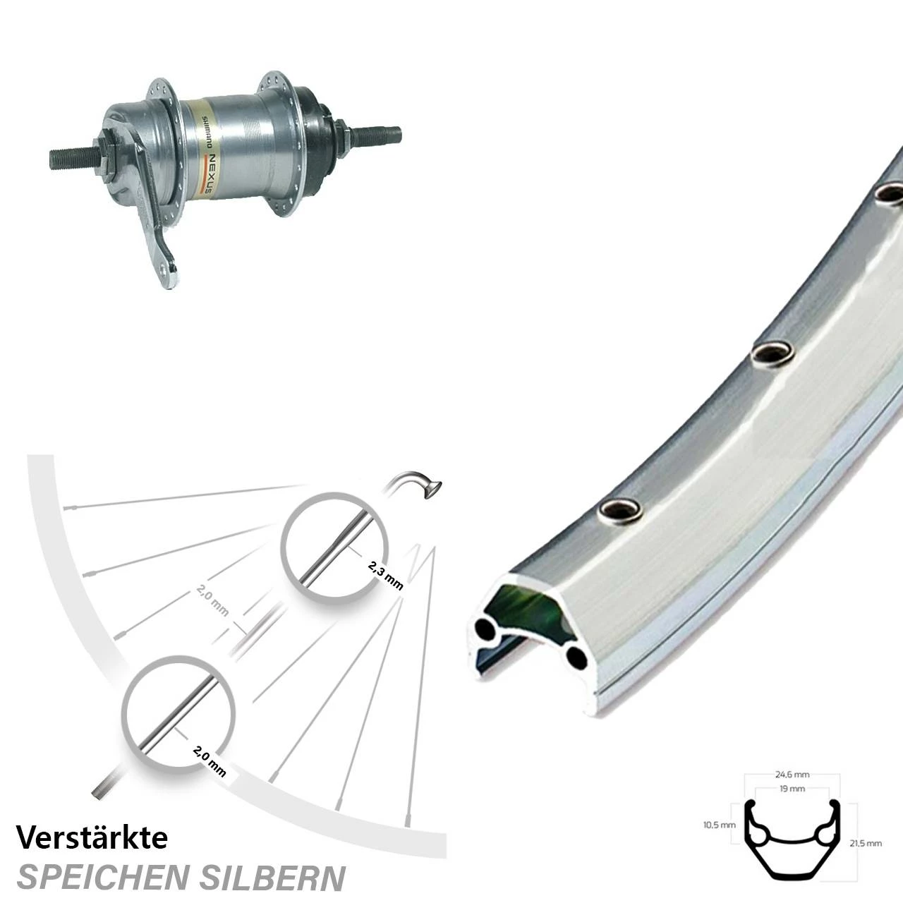 26 Zoll Hinterrad Ryde ZAC 2000 Shimano 3-Gang Mit Rücktritt - Hochwertiges Hinterrad für Trekking- und Citybikes 1 26 Zoll Hinterrad Ryde ZAC 2000 Shimano 3-Gang Mit Rücktritt - Hochwertiges Hinterrad für Trekking- und Citybikes