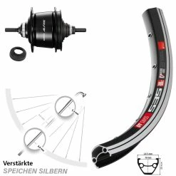 DT Swiss 535 Hinterrad 28 Zoll mit Shimano Alfine 8-Gang für E-Bike | Hochwertiges Laufrad