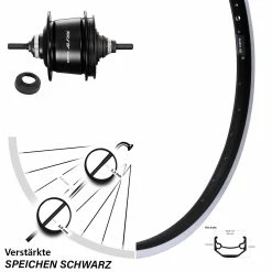20 Zoll Ryde Andra 40 Hinterrad mit Shimano Alfine 8-Gang Nabenschaltung - Für E-Bikes
