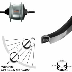 28 Zoll Ryde Andra 30 Hinterrad mit Shimano Nexus 8-Gang Nabenschaltung - Ideal für E-Bikes
