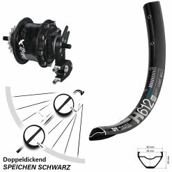 DT Swiss 27,5 Zoll Rohloff TS DB OEM2 Hinterrad H 612 Schwarz - Für E-Bike