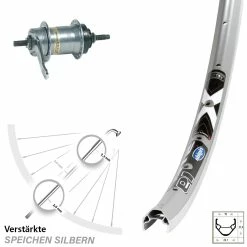 24 Zoll Hinterrad Ryde X-Star 19 Shimano Nexus Inter 3 Nabenschaltung Mit Rücktritt - Hochwertiges Hinterrad für Trekking- und Citybikes