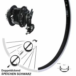 Ryde Hinterrad 26 Zoll mit Rohloff Speedhub 500/14 Andra 40 - Hochwertiges E-Bike Hinterrad für Nabenschaltung