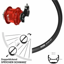 Rohloff 28/29 Zoll Ryde Andra 321 Hinterrad mit Speedhub CC DB OEM Rot - Für E-Bike/Hinterräder mit Nabenschaltung