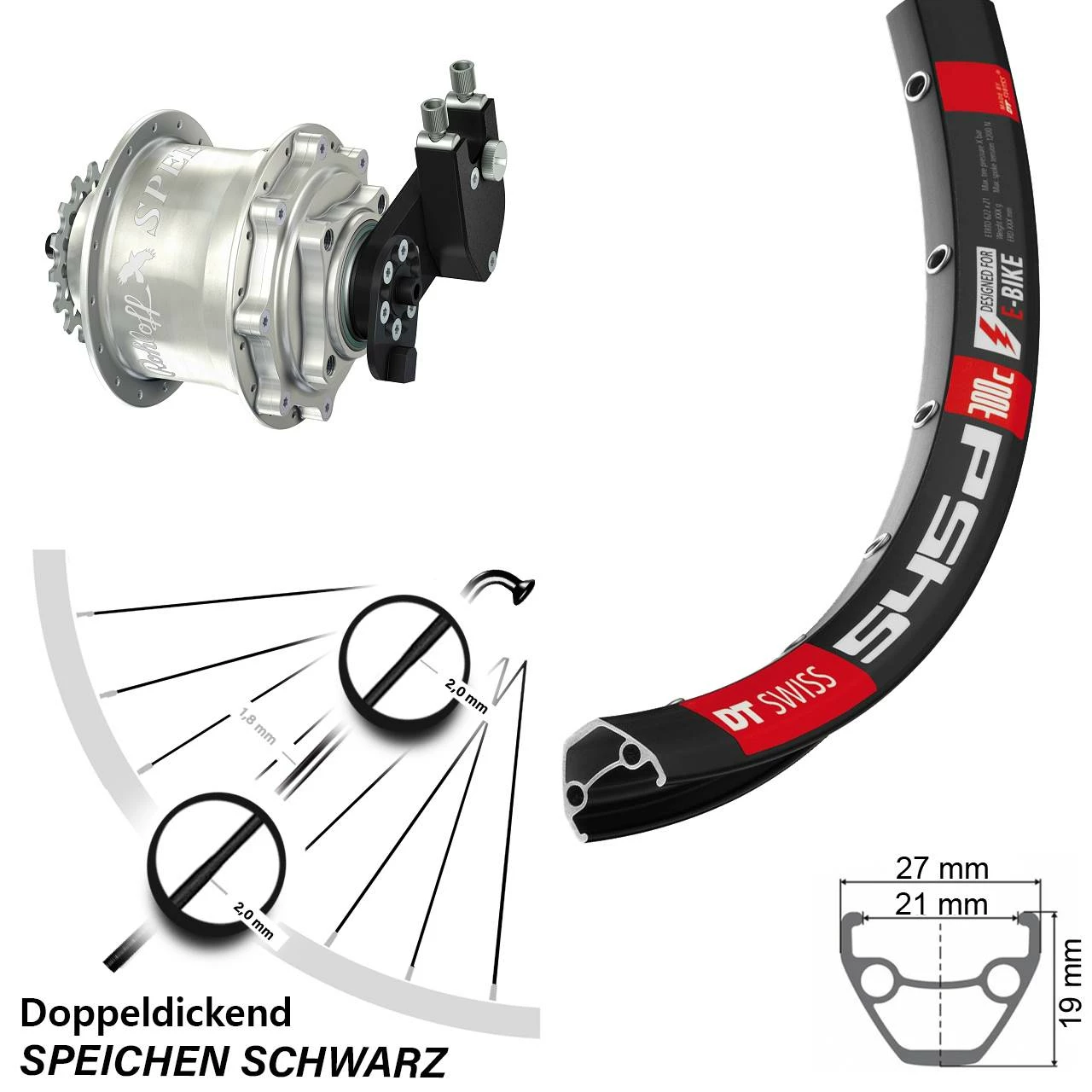 DT Swiss 28 Zoll Hinterrad Rohloff CC DB OEM Speedhub DT Swiss 545 D - Für E-Bike 1 DT Swiss 28 Zoll Hinterrad Rohloff CC DB OEM Speedhub DT Swiss 545 D - Für E-Bike