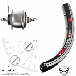 DT-Swiss Hinterrad mit Nabenschaltung 26 Zoll - Shimano 8-Gang Rücktritt für E-Bikes