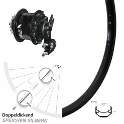 Ryde Hinterrad 20 Zoll mit Rohloff Speedhub 500/14 OEM2 Andra 40 - Hochwertiges E-Bike Hinterrad für Nabenschaltung