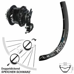 DT Swiss H 522 Hinterrad 27,5 Zoll mit Rohloff Speedhub CC DB OEM2 Schwarz - Für E-Bike/Hinterräder mit Nabenschaltung