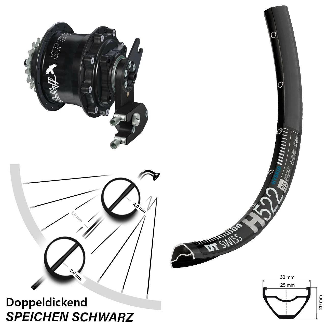 DT Swiss H 522 Hinterrad 27,5 Zoll mit Rohloff Speedhub CC DB OEM2 Schwarz - Für E-Bike/Hinterräder mit Nabenschaltung 1 DT Swiss H 522 Hinterrad 27,5 Zoll mit Rohloff Speedhub CC DB OEM2 Schwarz - Für E-Bike/Hinterräder mit Nabenschaltung