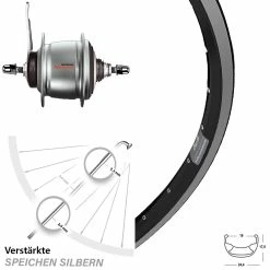Hinterrad 26 Zoll Shimano Nexus 8 Gang Ryde Zac-19 mit Rücktrittbremse | Trekkingrad & Citybike