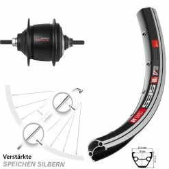 DT Swiss 26 Zoll Hinterrad Shimano Nexus 8-Gang Premium für E-Bike | Hochwertiges Laufrad