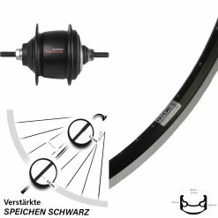 28 Zoll Ryde Hinterrad Andra 35 mit Shimano Nexus 8-Gang Nabenschaltung - Premium Schwarz
