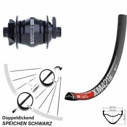 DT Swiss 27,5 Zoll Vorderrad mit Nabendynamo DT Swiss XM 421 & Shutter Precision PD-8X Boost - Schwarz