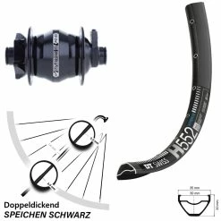 DT Swiss 27,5 Zoll Vorderrad mit Nabendynamo H 552 & Shutter Precision PD-8X - Boost 6-Loch