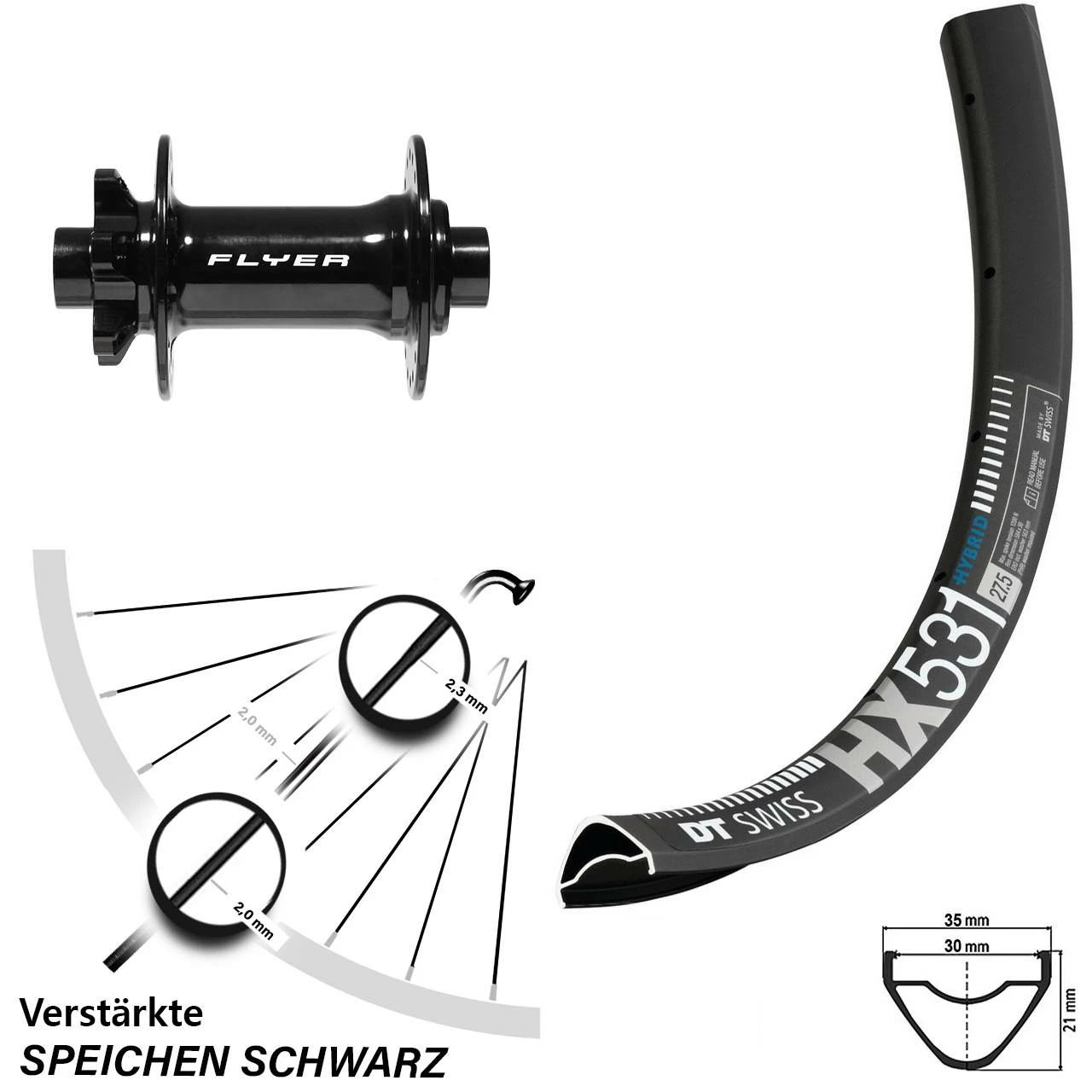 DT Swiss 27,5 Plus MTB Vorderrad Formula DC-711 Boost VR DT Swiss HX 531 6-Loch - Für E-Bike/Vorderräder 1 DT Swiss 27,5 Plus MTB Vorderrad Formula DC-711 Boost VR DT Swiss HX 531 6-Loch - Für E-Bike/Vorderräder