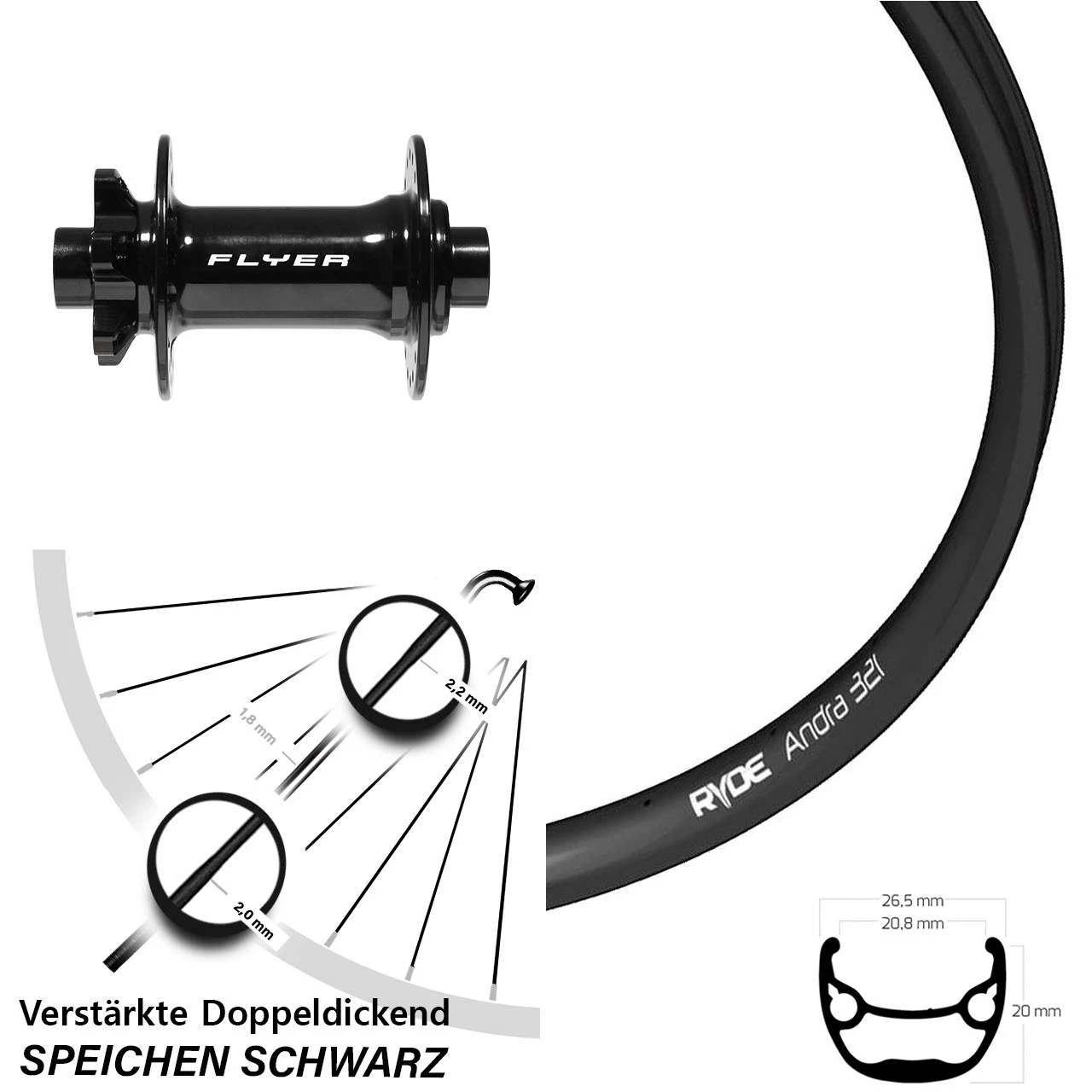 29 Zoll Vorderrad Formula Boost 6-Loch Ryde Andra 321 für Steckachse - Für E-Bike/Vorderräder 1 29 Zoll Vorderrad Formula Boost 6-Loch Ryde Andra 321 für Steckachse - Für E-Bike/Vorderräder