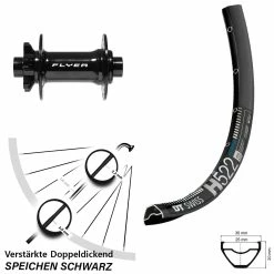 DT Swiss H 522 Vorderrad 29 Zoll MTB Schwarz Formula Boost DC-711 - Für E-Bike