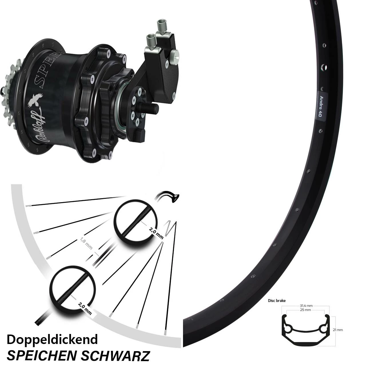 Rohloff Speedhub OEM Disc 27,5 Zoll Hinterrad Ryde Andra 40 - Hochwertiges E-Bike Hinterrad mit Nabenschaltung 1 Rohloff Speedhub OEM Disc 27,5 Zoll Hinterrad Ryde Andra 40 - Hochwertiges E-Bike Hinterrad mit Nabenschaltung