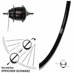 Hinterrad 28 Zoll Ryde Andra 20 mit Shimano Nexus 8-Gang Rücktritt - Schwarz - Für E-Bike/Hinterräder mit Nabenschaltung