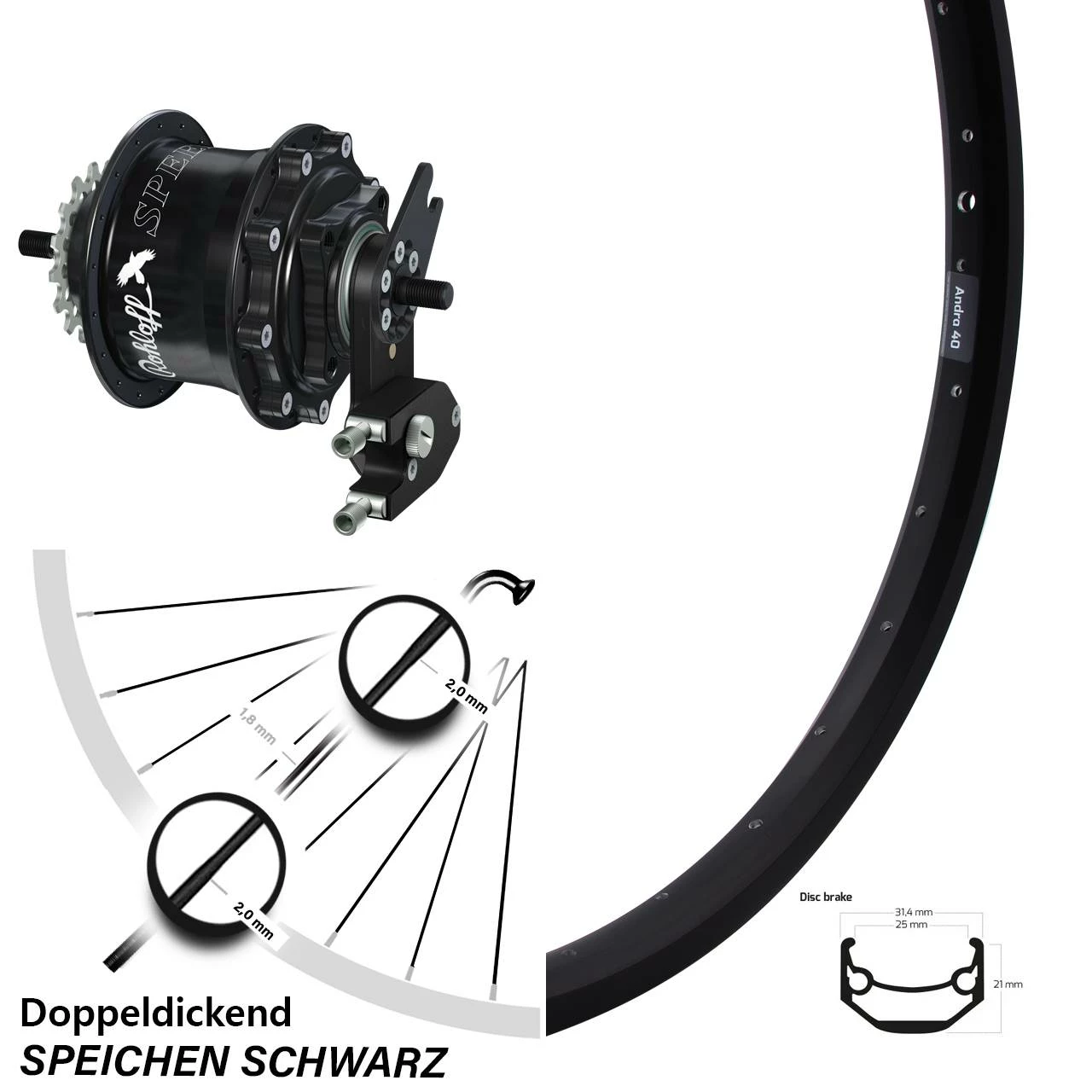 Rohloff Speedhub OEM 2 TS Disc 27,5 Zoll Hinterrad Ryde Andra 40 - Hochwertiges E-Bike Hinterrad mit Nabenschaltung 1 Rohloff Speedhub OEM 2 TS Disc 27,5 Zoll Hinterrad Ryde Andra 40 - Hochwertiges E-Bike Hinterrad mit Nabenschaltung