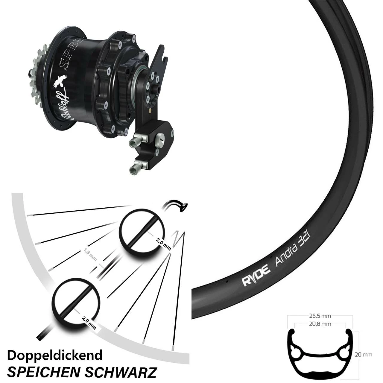 Rohloff Hinterrad 28 Zoll Speedhub CC DB OEM2 Schwarz Ryde Andra 321 - Für E-Bike/Hinterräder mit Nabenschaltung 1 Rohloff Hinterrad 28 Zoll Speedhub CC DB OEM2 Schwarz Ryde Andra 321 - Für E-Bike/Hinterräder mit Nabenschaltung