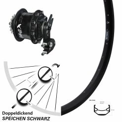 27,5 Zoll Rohloff Hinterrad Speedhub CC DB OEM2 Schwarz Ryde Andra 40 - Für E-Bike