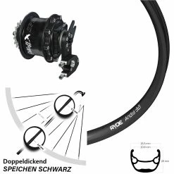 27,5 Zoll Rohloff Hinterrad Speedhub CC DB OEM2 Schwarz Ryde Andra 321 - Hochwertiges E-Bike Hinterrad für Nabenschaltung