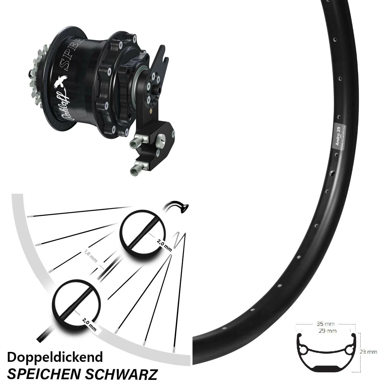 Rohloff CC OEM2 Hinterrad Ryde Andra 29 Zoll Disc - Hochwertiges E-Bike Laufrad 1 Rohloff CC OEM2 Hinterrad Ryde Andra 29 Zoll Disc - Hochwertiges E-Bike Laufrad