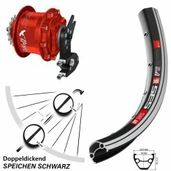 DT Swiss Hinterrad 26 Zoll Rohloff Speedhub Rot 500/14 DT Swiss 535 - Hochwertiges E-Bike Hinterrad mit Nabenschaltung