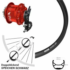 27,5 Zoll Rohloff Hinterrad Speedhub CC DB OEM2 Rot Schwarz Ryde Andra 321 - Hochwertiges E-Bike Hinterrad mit Nabenschaltung