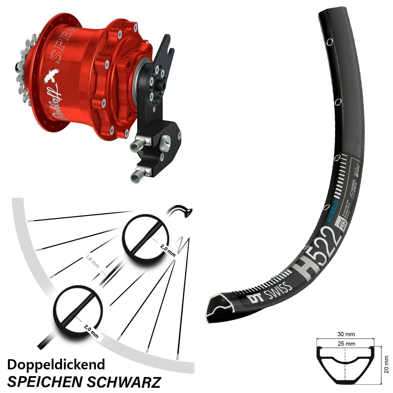 DT Swiss Rohloff Speedhub 500/14 CC OEM2 Rot 27,5 Zoll Laufrad DT Swiss H 522 Disc - Hinterrad für E-Bike mit Nabenschaltung 1 DT Swiss Rohloff Speedhub 500/14 CC OEM2 Rot 27,5 Zoll Laufrad DT Swiss H 522 Disc - Hinterrad für E-Bike mit Nabenschaltung