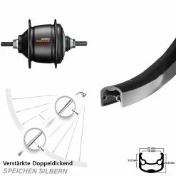 Hinterrad 28 Zoll Shimano Nexus 8-Gang Ryde Andra 30 Schwarz - Für E-Bike