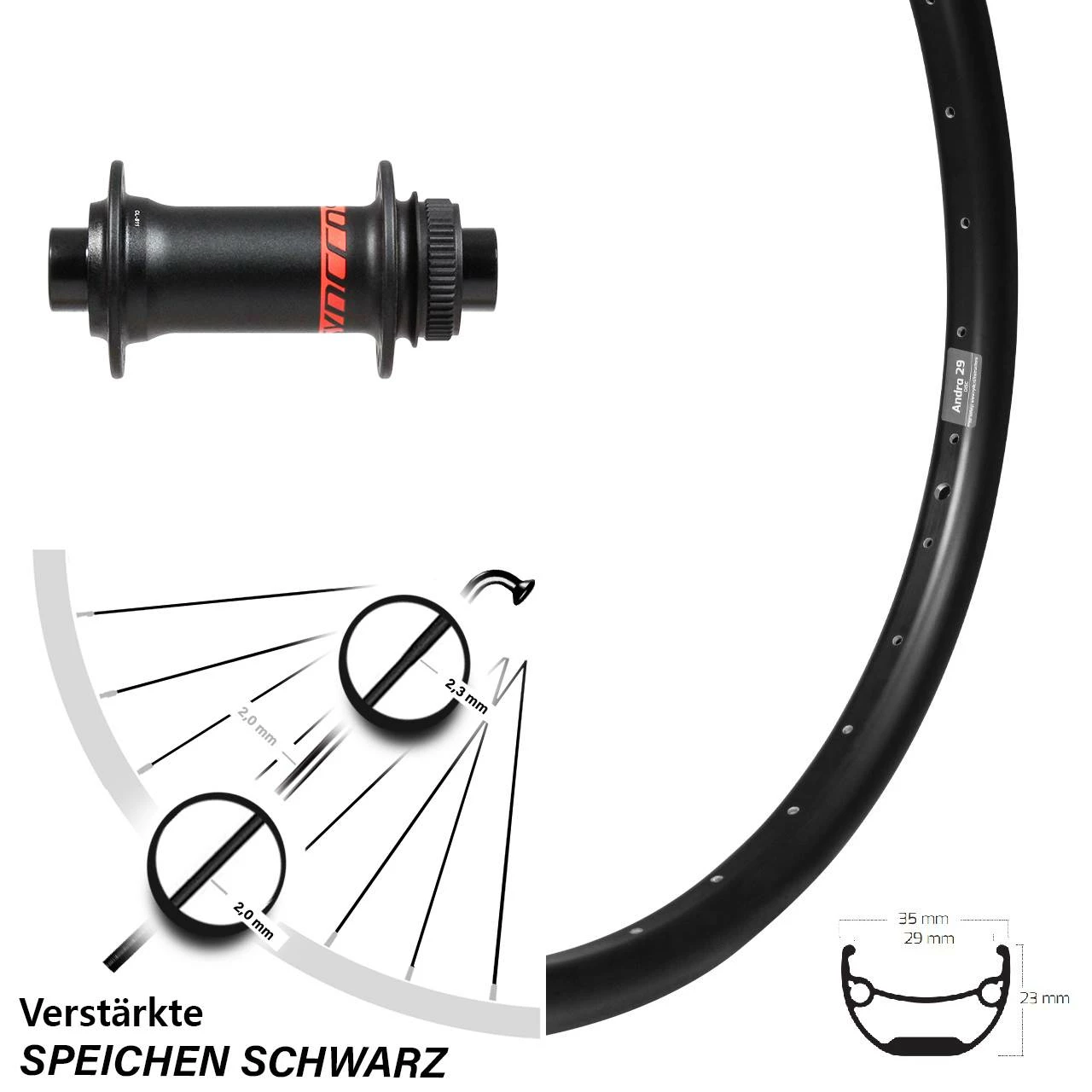 Vorderrad 29 Zoll Ryde Andra 29 Formula CL-811 Syncros Boost - Für E-Bike/Vorderräder 1 Vorderrad 29 Zoll Ryde Andra 29 Formula CL-811 Syncros Boost - Für E-Bike/Vorderräder