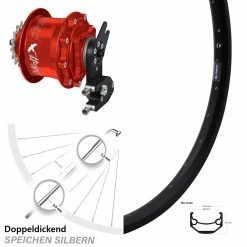 Ryde Hinterrad 20 Zoll Rohloff Speedhub 500/14 OEM Rot Andra 40 - Hochwertiges E-Bike Hinterrad