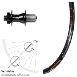 DRC 26 Zoll Hinterrad Felge 28 mm mit Steckachse 10x135 mm - Für Lastenfahrrad & Kettenschaltung