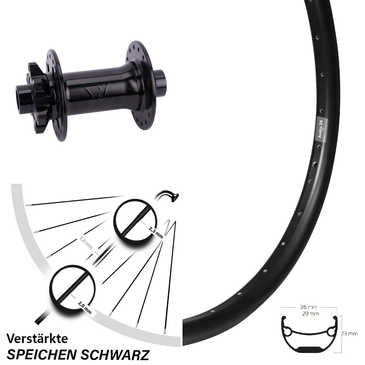 Ryde Andra 29 Vorderrad 27,5 Zoll mit Formula Boost Nabe - Hochwertiges E-Bike Vorderrad 1 Ryde Andra 29 Vorderrad 27,5 Zoll mit Formula Boost Nabe - Hochwertiges E-Bike Vorderrad