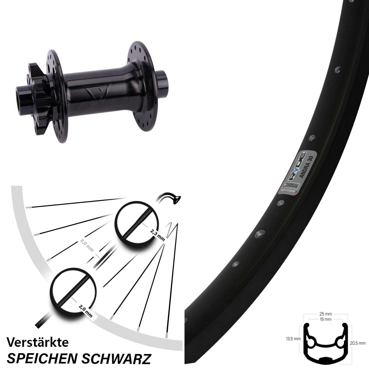 Ryde Andra 30 Mit Formula Boost Nabe Vorderrad 28 Zoll - Hochwertiges E-Bike Vorderrad 1 Ryde Andra 30 Mit Formula Boost Nabe Vorderrad 28 Zoll - Hochwertiges E-Bike Vorderrad