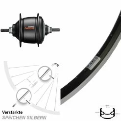 Hinterrad 27,5 Zoll Ryde Andra 35 mit Shimano Nexus 8-Gang - Hochwertiges E-Bike Hinterrad für Nabenschaltung