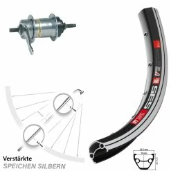 DT Swiss 535 Hinterrad mit Shimano Nexus 3-Gang Nabenschaltung und Rücktrittbremse - Ideal für Trekking- und Citybikes