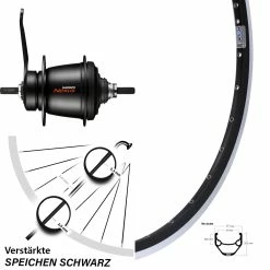 26 Zoll Ryde ZAC 421 Hinterrad mit Rücktrittbremse, Shimano 7-Gang, Schwarz – Ideal für Trekking- und Citybikes