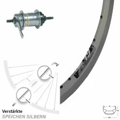 Hinterrad 26 Zoll Ryde Zac 19 mit Shimano 3-Gang Nabenschaltung & Rücktrittbremse | Trekkingrad & Citybike
