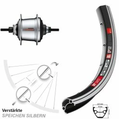 DT Swiss 535 Hinterrad 26 Zoll mit Shimano Nexus 7-Gang Centerlock für E-Bike